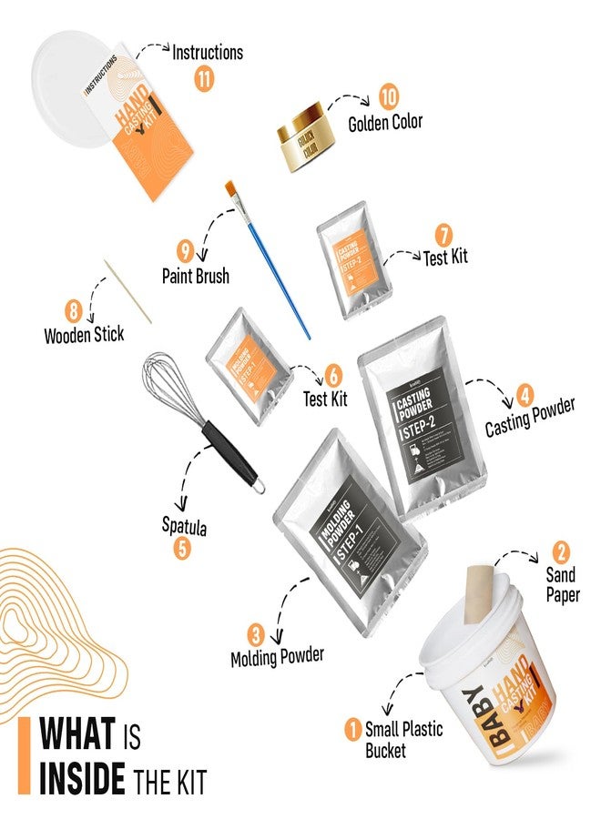 kraftify مجموعة كرافتيفاي لصنع قوالب يدوية للأزواج والأطفال | مسحوق تشكيل ثلاثي الأبعاد لليدين والقدمين، طين تشكيل | مجموعة قوالب يدوية | مجموعة اصنعها بنفسك كهدية (مجموعة أطفال) - Image 2